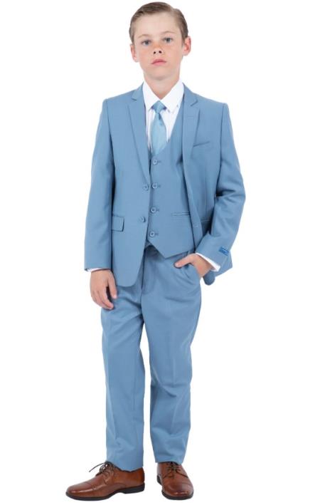 Boys Suit Dusty Blue 5 pc Suits
