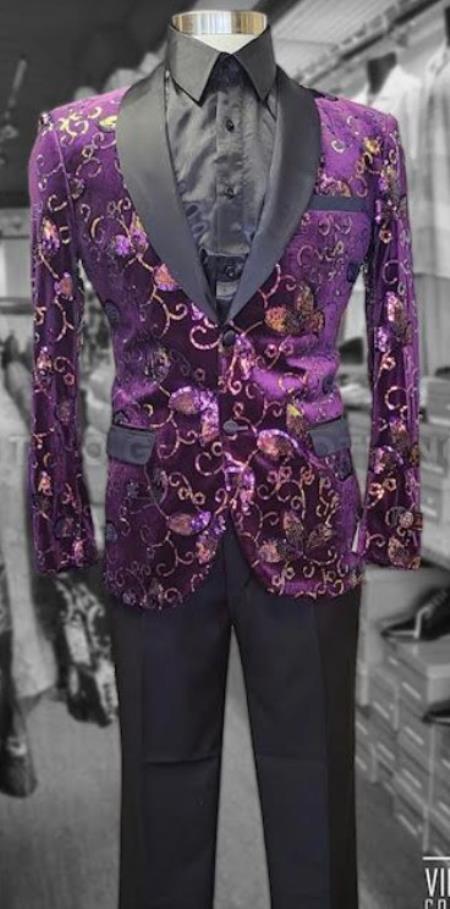 Mens Suit Purple