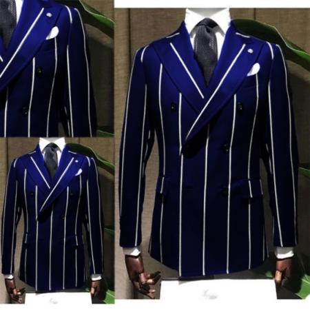 1920s Style Suit - Gangster Suit - Pinstripe Suit - Double Breasted Suits - Black and Gold Pinstripe - Navy Blue and White Pinstripe