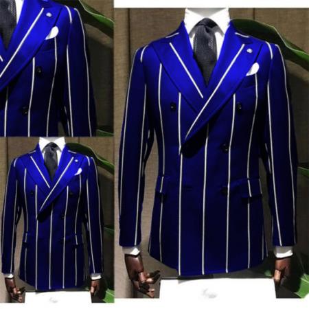 1920s Style Suit - Gangster Suit - Pinstripe Suit - Double Breasted Suits - Black and Gold Pinstripe - Royal and White Pinstripe