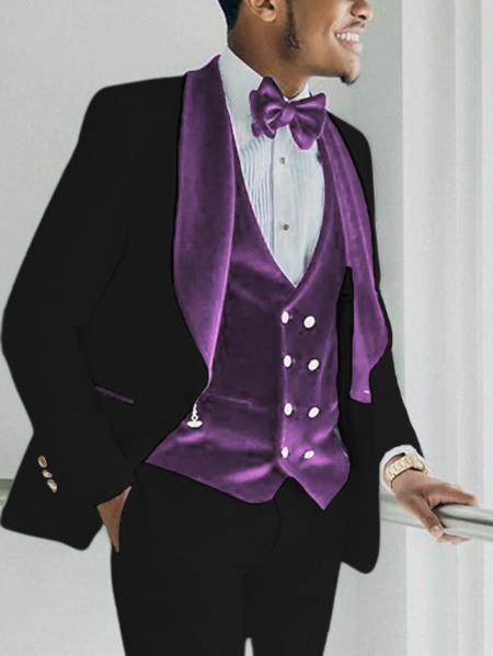 Black and Purple Tuxedo - Prom Wedding Suit