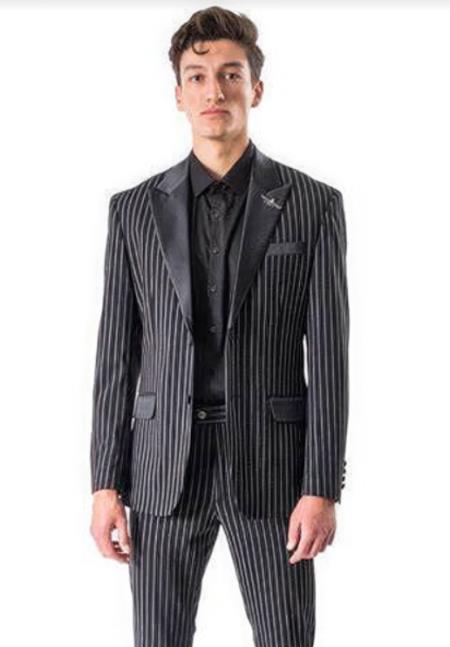 Stripe Tuxedo - Black Tuxedo - 1920s Pinstripe Suit - Gangster Suit