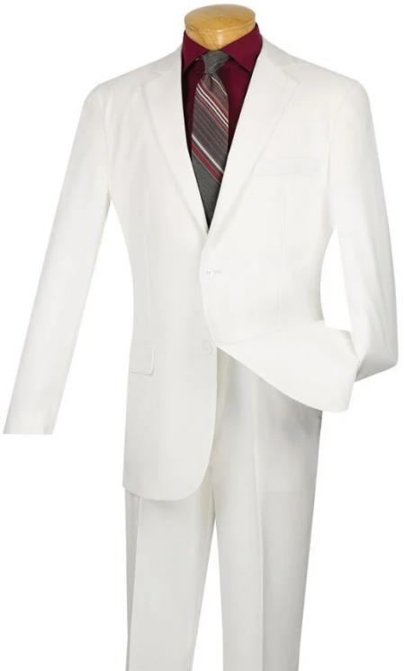 Carlo Lusso Suit - Mens Suit Modern Fit 2 Button Notch Side Vented in White