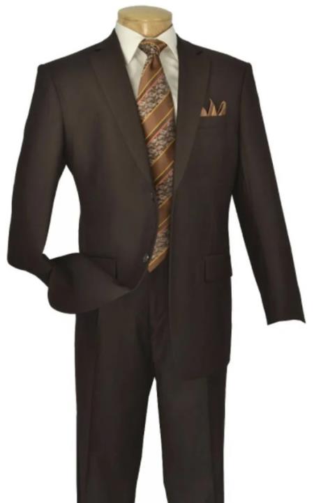 Carlo Lusso Suit - Mens Suit Modern Fit 2 Button Notch Side Vented in Brown