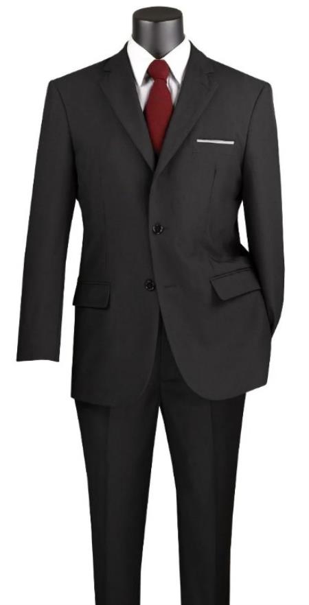 Carlo Lusso Suit - Mens Suit Modern Fit 2 Button Notch Side Vented in Black
