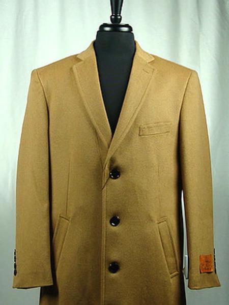 Men's Wool Blend Camel 4 Button Bravo Top Overcoat