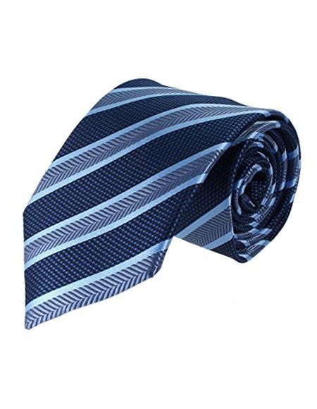 Men's Standard Necktie Navy and Baby Blue Pearl Simple Width
