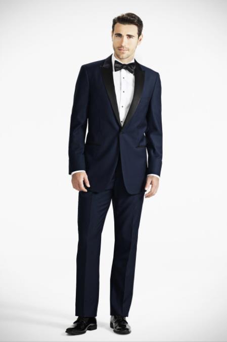 Men's Midnight Blue Two Button Hidden Flex-Fit Suit
