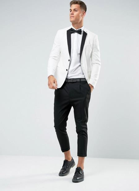 Men's New Look 2 Button White Regular Fit Tuxedo Jacket
