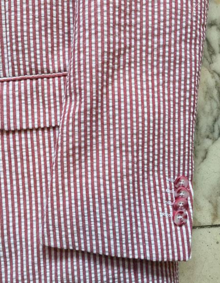 Men's Red/White Cotton Blend Modern Fit Suits