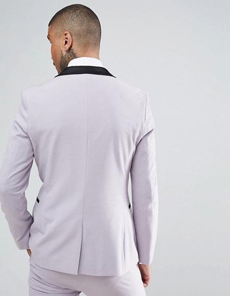 SKU#AP652 Mens Lavender Tuxedo Suits with black lapel