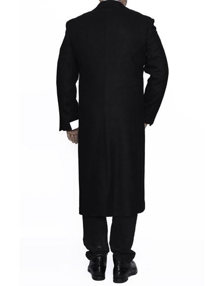 Full Length Winter 3-Three Button Overcoat In Black