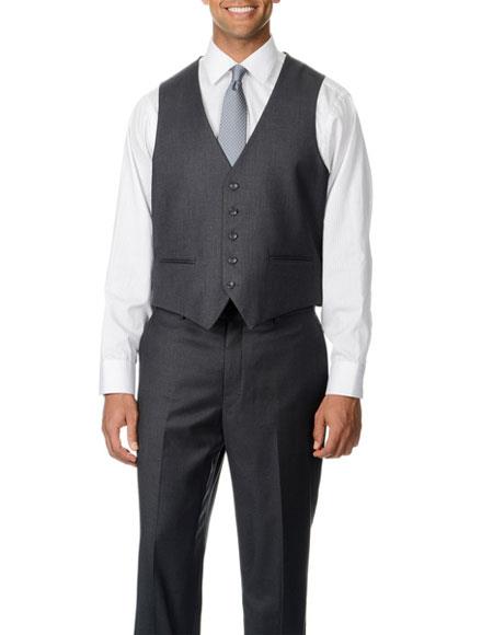 Fully Lined Notch Lapel 2-Button Polyester Caravelli Suit