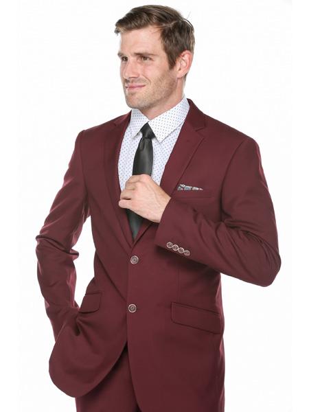 Verno Men's 2 piece Burgundy ~ Wine ~ Maroon Suit 2 Button S