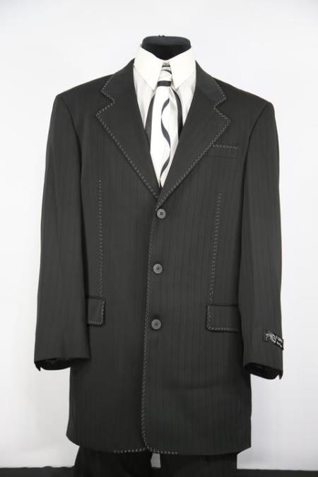 Men's Matte Stitched 2pc Zoot Suit Black