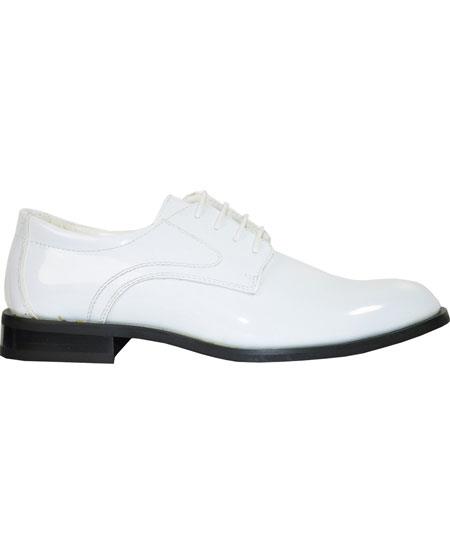 Men's Tuxedo White Square Toe Lace Up Dress Oxford Shoe For