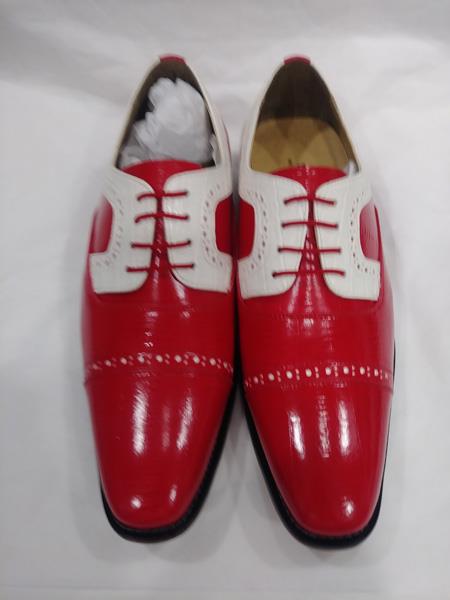 Mens Two Tone Lace Up Red & White