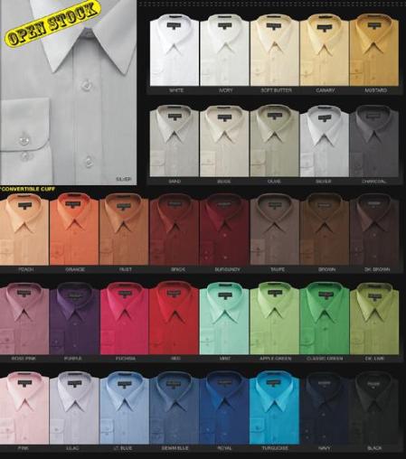 Men's Basic dress shirt Tie with Hanky 35% Cotton 65% Polyester solid Colors G21
