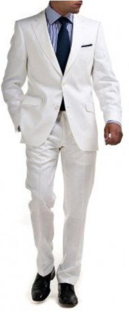 White 2 Button linen suit