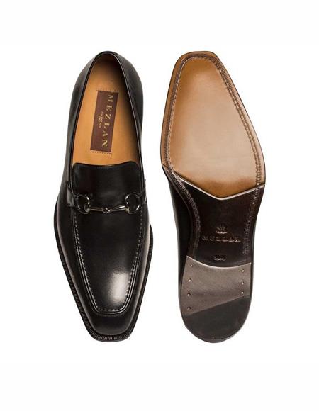 Men's Leather Black Shoe Moc Toe