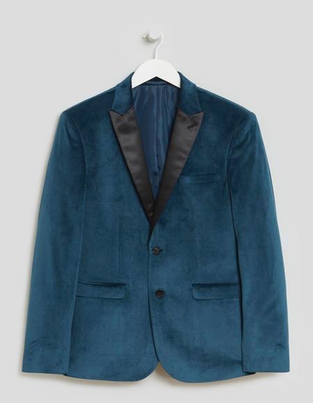 Men's Teal Blue Velvet Tuxedo Jacket