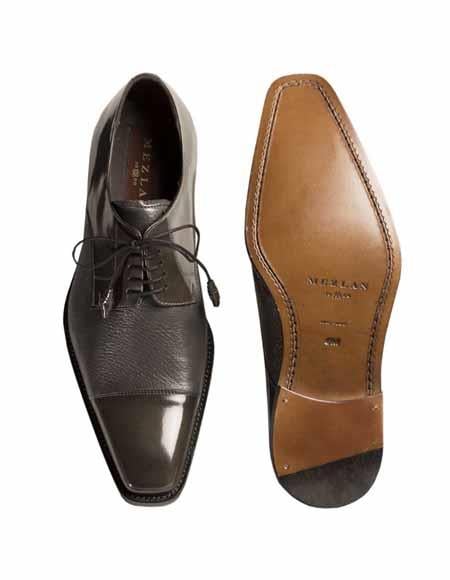 Men's Grey Handmade Classic Cap Toe Dress Shoe