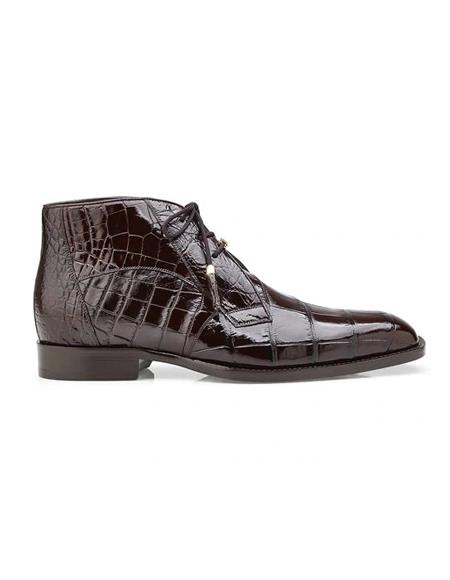 Genuine alligator Stefano Chocolate Brown Ankle Boot