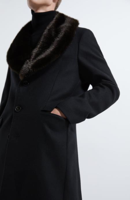Faux Fur Collar Wool Mens Carcoat - Car