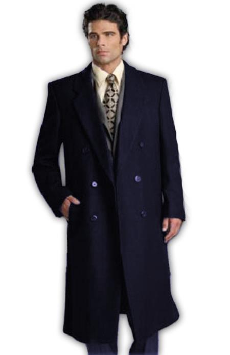 Fully Lined Double Ted 6 Onss, Mens Long Length Pea Coat