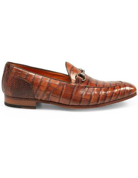 Luxurious Genuine Gold Alligator cushion insole Mezlan Shoes