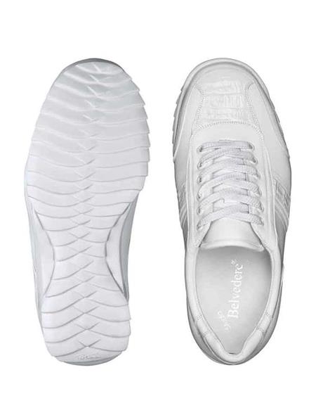 Men's Sneaker White Genuine Caiman and Soft Calf