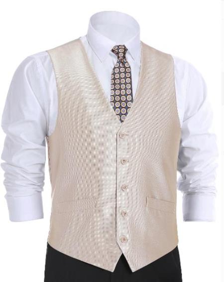 Men's Suit Vest Beige (Shark Skin)