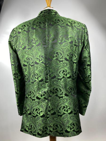 1960s Green Paisley Print Dinner Suit Jacket L