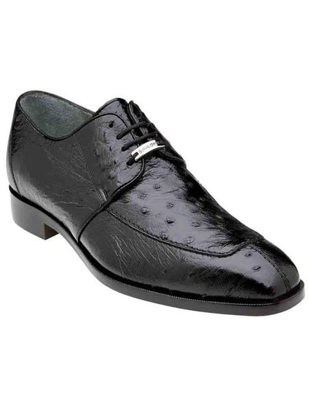 Men's Belvedere Black Genuine Ostrich Men's Lace Shoes