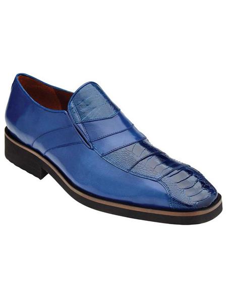 Men's Belvedere Blue Jean Ostrich and Soft Calf Shoes