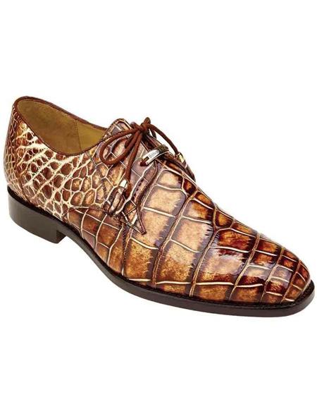 Men's Belvedere Caramel Genuine Alligator Shoes