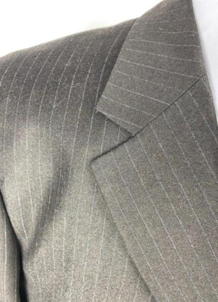 Three Buttons Brown Pinstripe - Charcoal Pinstripe Suit With