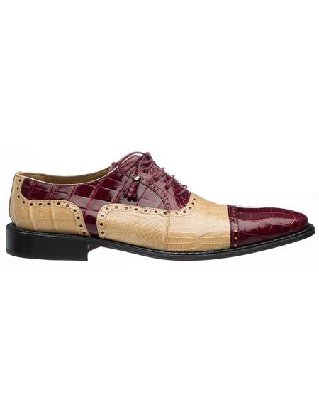 Men's Ferrini Brand Shoe Men's Burgundy Color Alligator Shoe
