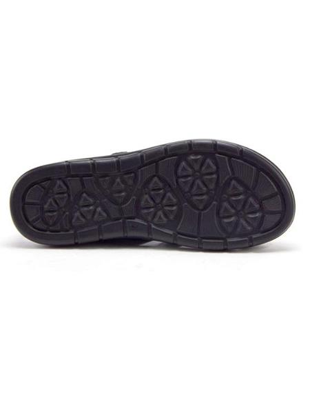Mens Black Closed Toe Rubber Sole Leather Sandals