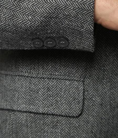 Black and White Tweed Blazer - Gray Herringbone Sport Coat