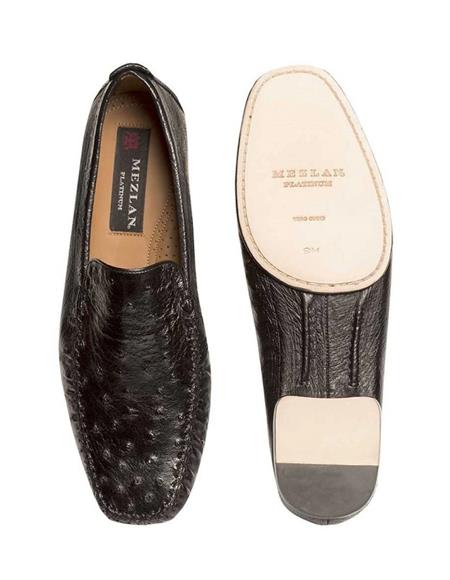 Mezlan Rollini Black Bumpy Ostrich Skin Shoes
