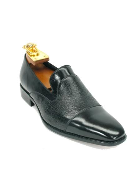 Mens Carrucci Shoes Mens Deerskin Leather Loafer-Burgundy