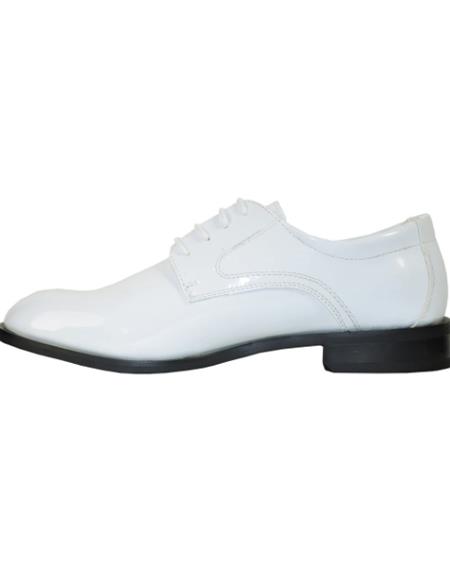 Classic Plain Round Toe Lace-Up Closure White Shoe