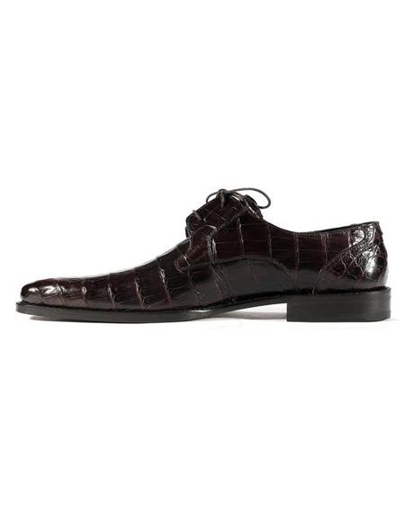 Dark Brown Soft Italian Calfskin Linings Crocodile Shoe