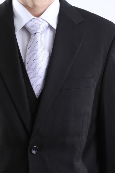 Men's 2 Button Black Tonal 3 Pieces Vested Dress Suit