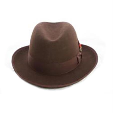 Mentalmente alivio esposas Men's 'Godfather' Brown 100% Wool Homburg Dress Hat 4201