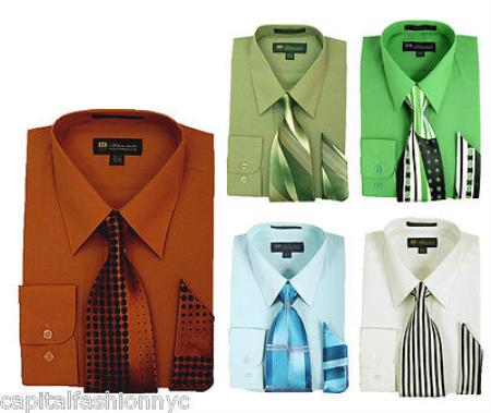 Mens Formal Classic Stylish Dress Shirt w/tie And
