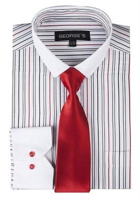 Details about   Men's Solid Herringbone Striped Pattern Regular Fit Dress Shirts with Tie Hanky 