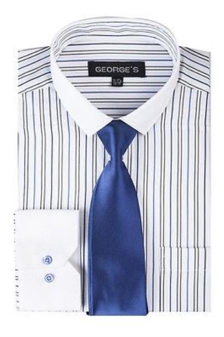 Men's NEW Size 16.5 Collar FORMAL SHIRT MOSS BROS ESQ WHITE/BLUE STRIPE 