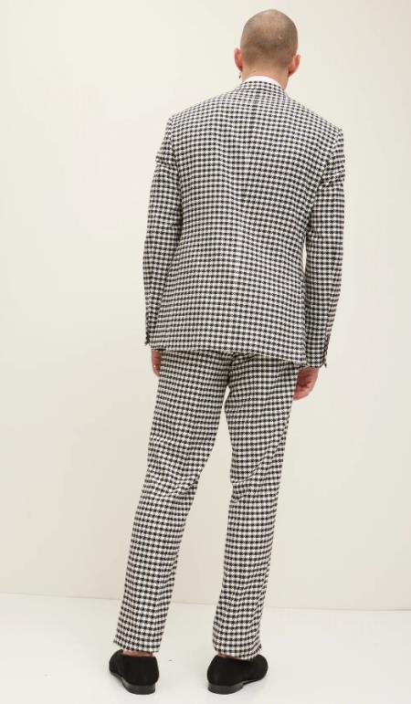 Mens Double Breasted Houndstooth Suit With Matching Pants